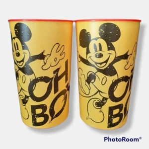 Mickey Mouse Tumbler Cups Lot of 2 Disney "Oh Boy!" Collectible Cups Yellow - Picture 1 of 7