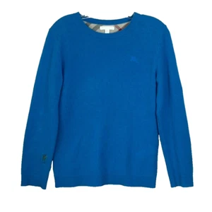 Burberry Sweater Children Boy’s 14Y Cashmere Blue Nova Plaid Elbow Patches - Picture 1 of 14