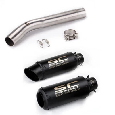  Slip On Muffler Tips Exhaust Mid Link Pipe System For Suzuki GSXR1000 2005-2006 - Imagem 1 de 4