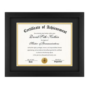 85x11 Diploma Frame Black Solid Wood with Real Glass Front Display 11x14 or over - Picture 1 of 9