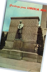 Saludos desde Lincoln Nebraska Estatua de Abraham Lincoln Postal - Imagen 1 de 2