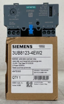 NUEVO RELÉ DE SOBRECARGA SIEMENS 3UB81234EW2 10-40A ESP200 3PH AUTOMÁTICO/MANUAL 1NO 1NC Foto 1 de 4