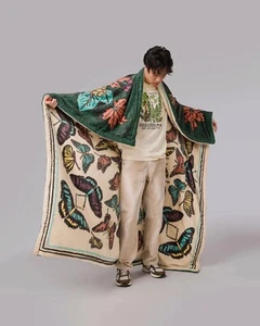 Parks Project Luxe Faux Fur Blanket Pinecones And Butterflies $150 75”x65” - Picture 1 of 5