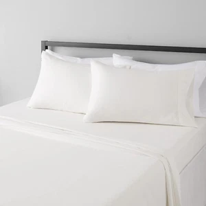 4PCS King Cream Solid Bed Sheet Set Lightweight Super Soft Easy Care Microfiber - Picture 1 of 6
