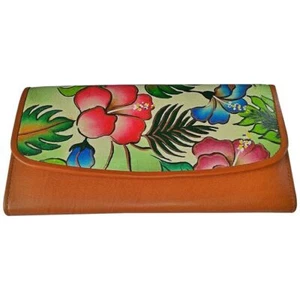 Swank Bags Leather Hand Painted Woman's Purse/Wallet, Flowers, AB-HP-590 - Picture 1 of 7