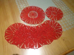 Decoración posavasos rojo a ganchillo: 6+1. A mano.Nuevo.Mira mis otros artículo - Imagen 1 de 8