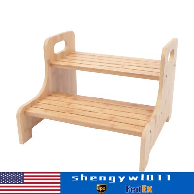 High Beds Bed Steps For Adults Two Step Stool Stair Ladder Wood Kitchen Home - Image 1 of 4