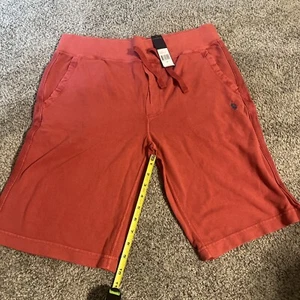 Ralph Lauren Polo Knit Mesh Sweat Shorts  M Vintage Long Inseam Pink Pockets - Picture 1 of 8