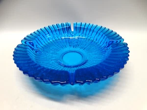 Vintage 60's Blenko Cobalt Blue Sunburst Art Glass Ashtray 624 Wayne Husted EUC - Bild 1 von 9