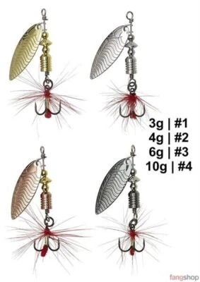 D.A.M DAM UV-SPINNER Kunstköder m Fliege Hechel 3g 4g 6g 10g silber gold kupfer gunsmo