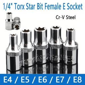 Juego de enchufes Torx Star Bit hembra E par hexagonal externo E4 - E8 1/4" unidad Cr-V - Imagen 1 de 6