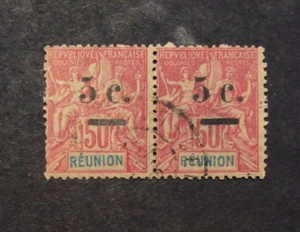 BroadviewStamps Reunion #57, 57c (thin 5) rare pair.  Used F-VF. - Picture 1 of 2