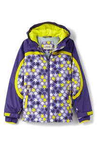New Lands End Girls Stormer Printed Jacket Lavender Orchid Stars Large 14 - Picture 1 of 7