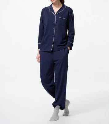 UNIQLO AIRism Cotton Long Pajama Set Dry Cool Touch Sleepwear XS-3XL 3Colors - Image 1 of 4