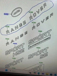 DAB500170MBJ & DAB500180MBJ Range Rover Sport Front Decals Silver - Picture 1 of 3