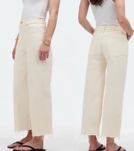 Seltene MADEWELL Jeans Damen 26 Canvas/Elfenbein Top Vintage Wide Leg Crop Raw Hem  - Bild 1 von 1