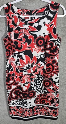 Vestido Y2K De Colección Perceptions Para Mujer Talla 10 Rojo Negro Blanco Floral Cachemira Elastizado Foto 1 de 4