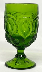 L.E. Smith Moon & Star Calice Acqua Bicchieri Verde 6"Alti Top 3" Larghi, Bellissimi - Foto 1 di 4