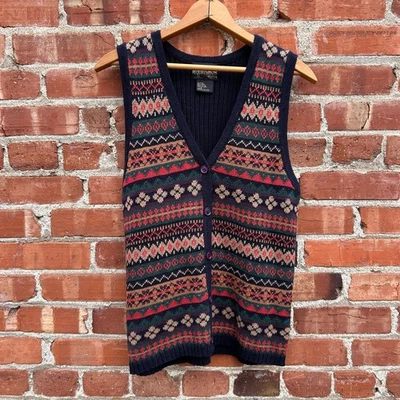 Chaleco Suéter Tejido Geométrico Vintage Requisitos Talla Mujer Mediana Foto 1 de 3