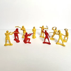 Vintage Auburn Rubber Western Indians & Pioneer Davy Crockett Figures 10 pcs - Picture 1 of 15