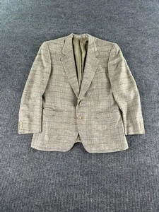 Ermenegildo Zegna Sport Coat 44S Beige Silk Hopsack Windowpane Flecked Italy VTG - Picture 1 of 13