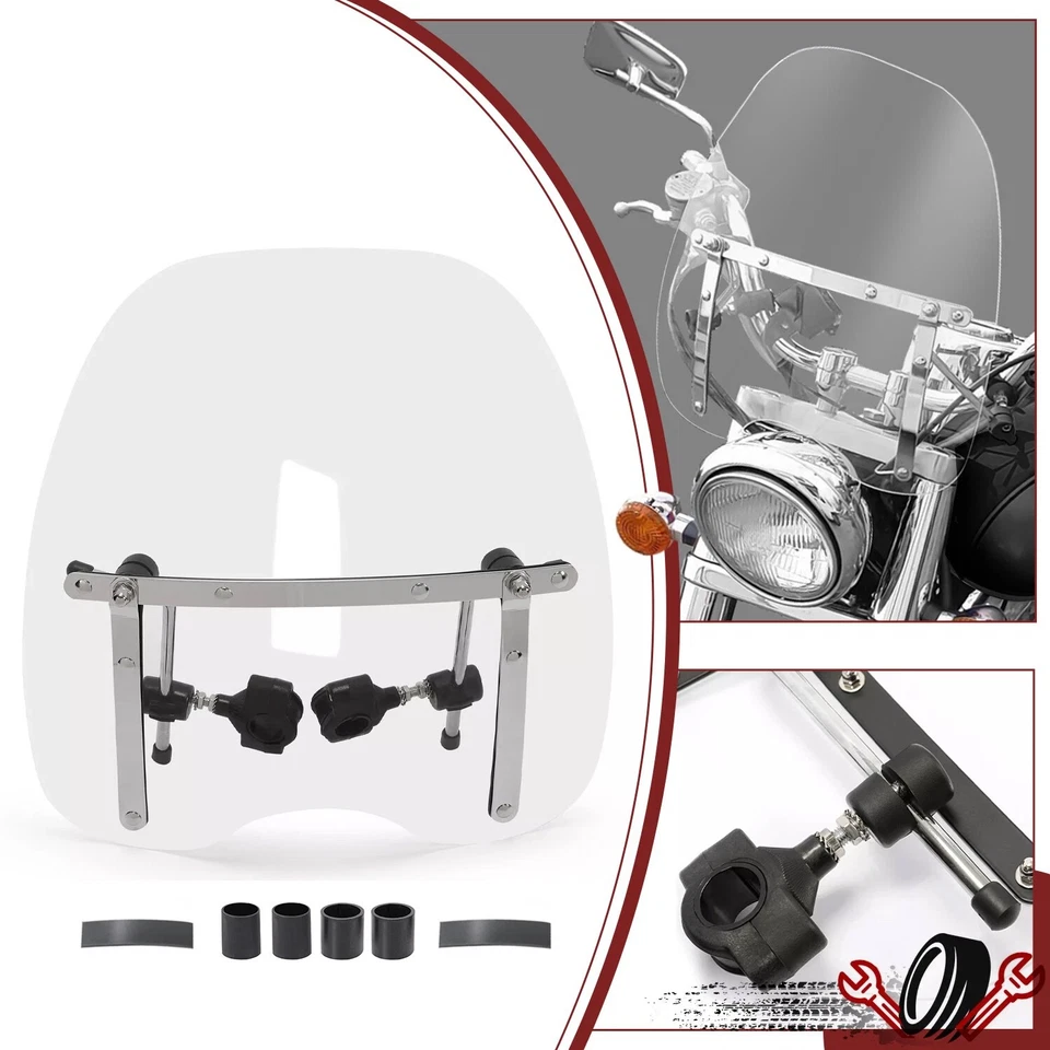 Parabrisas de motocicleta grande 18"x16" para Kawasaki KLX250 Vulcan 900 VN 800 VN 750 Foto 1 de 4