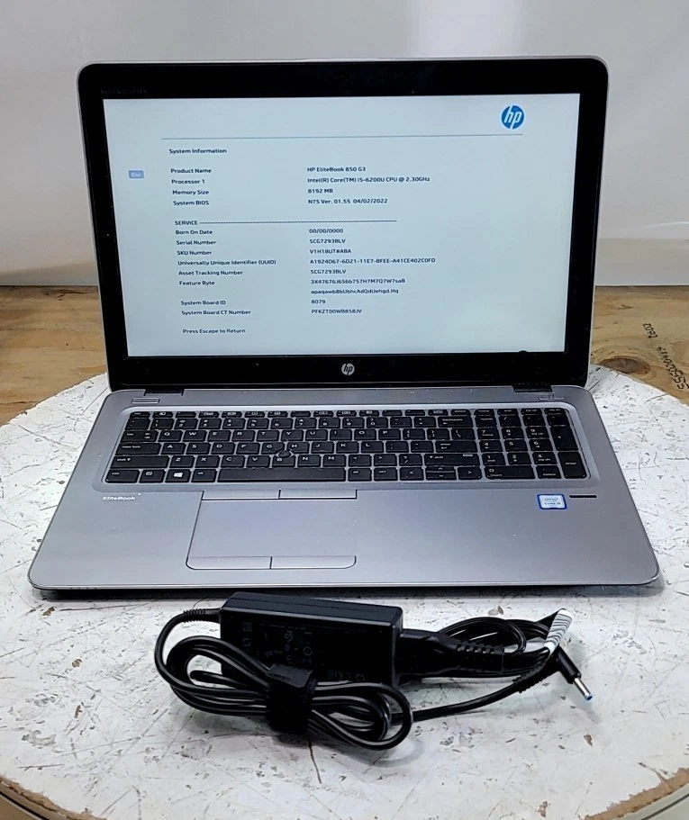 HP ELITEBOOK 850 G3 V1H18UT-ABA Laptop Intel I5-6200U 8GB 256GB SEE NOTES - Image 1 of 4