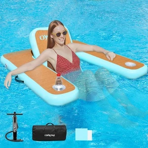 Silla flotante inflable para piscina OWROMI 51x44" madera verde menta 300 lb con bomba - nueva en caja - Imagen 1 de 6