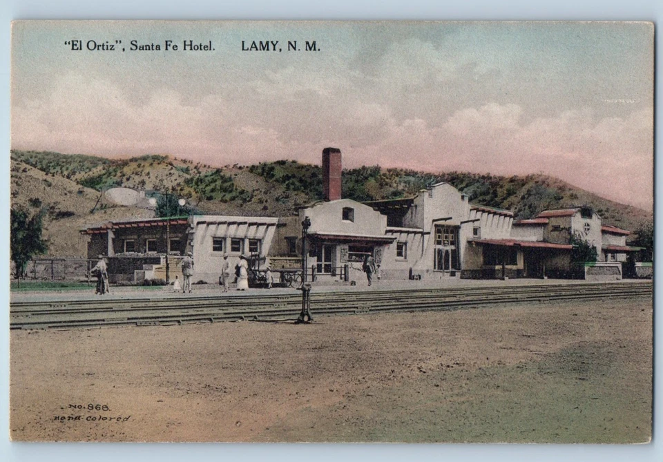 c1910's El Ortiz Santa Fe Hotel Lamy New Mexico NM Handcolored Antique Postcard - Image 1 of 2