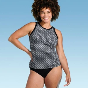 Lands' End Women's Geo Print High Neck Tankini Top - Picture 1 of 6
