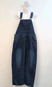 Vintage 90's Relaxed Baggy Denim Bib Women's Overalls Large Blue - Picture 1 of 12