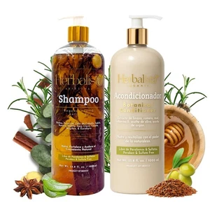 Kräuterhaar Shampoo & Conditioner Set 1000ml mit Pflanzen Rosmarinnelken - Bild 1 von 3