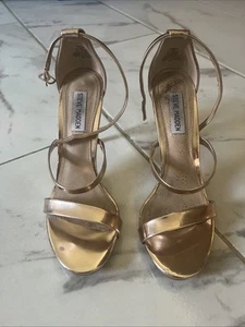 SANDALIAS STEVE MADDEN STILETTO Sexy TACONES ALTOS Oro Rosa Talla 8.5 - Imagen 1 de 10