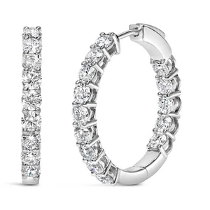14K White Gold 3.00 Cttw Inside Out Lab-Created Diamond Hoop Earrings - Picture 1 of 6
