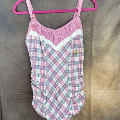 Traje de baño de colección Gantner años 50 60 rosa y azul a cuadros traje de juego talla 38 fruncido Foto 1 de 4