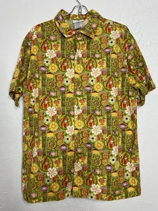 Disney Park Trader Sams Enchanted Tiki Bar SHAG Hawaiian Camp Button Shirt Small - Picture 1 of 10
