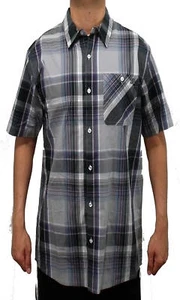 BRAND NEW WITH TAGS DC FOS Short Sleeve BUTTON UP GREY LARGE RARE LIMITED - Picture 1 of 1