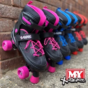 M.Y X-Skate Quad Roller Skates Kids Skates 4 Wheel Adjustable Sizing 3 Colours - Picture 1 of 15