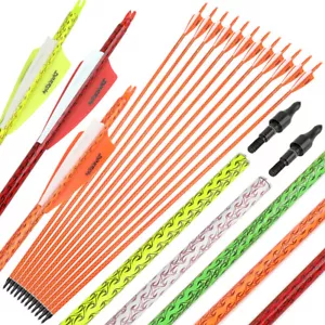 30" Archery Carbon Arrow Spine 500 Target Recurve Bow Vanes Tip Hunting Shooting - Picture 1 of 23