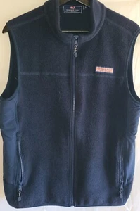 Vineyard Vines Mens Small Zip Front Fleece Vest Navy Blue - Picture 1 of 12