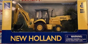 NEW RAY 32143 5" NEW HOLLAND CONSTRUCTION BACKHOE AND LOADER B110C YELLOW - Picture 1 of 3