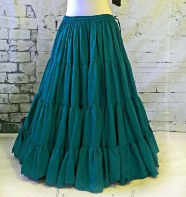 Indian Teal Green Cotton Frill Skirt Women's Clothing Skirt Girls Party Skirt US - Image 1 of 3