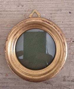 Cornice in Legno dorato  e vetro Diametro 10,5 Cm Vintage - Imagen 1 de 3