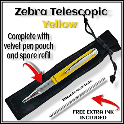 Zebra Expandz Telescopic Ballpoint Pen Black Ink + pen pouch & Zebra 4C refill Y