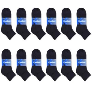 12 Pack Men's Knocker Athletic Sports Cotton Solid Black Ankle Socks Size 9-11 - Picture 1 of 1