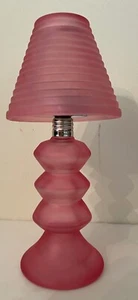 Vintage Summer Stock Glass Table Candle Tea Light Lamp Raspberry Pink 8.25" NIB - Picture 1 of 8