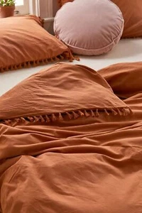 Cinnamon Rust Tassel cotton Duvet Cover Washed duvet cover Queen King Twin Duvet - Bild 1 von 4