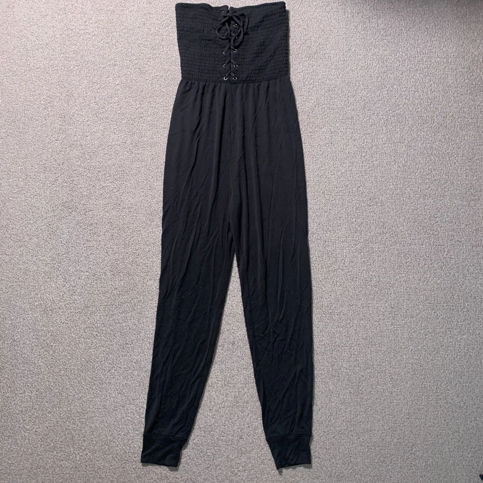 Macacão Aeropostale Feminino XS Preto Espartilho Y2K Sem Alças Macacão Macacão Romper - Imagem 1 de 4