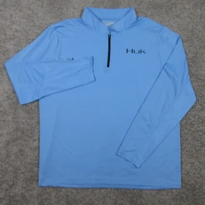 Suéter Huk Para Hombre Extra Grande Azul Negro Logo Rendimiento 1/4 Cremallera Pesca Logo Foto 1 de 4