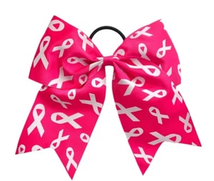 NEU "BRUSTKREBS ausgefallene Bänder HOT PINK" Cheer Haarschleife Mädchen Cheerleading - Bild 1 von 1